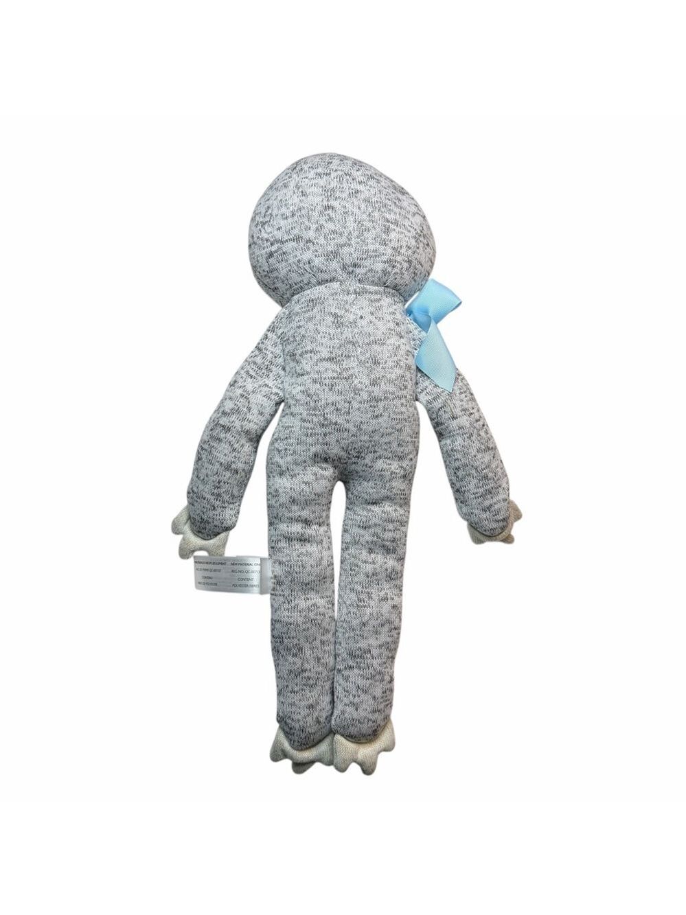 Animal Adventure Sloth Plush Gray Knit Stuffed Animal 18” Blue Bow - Picture 4 of 8